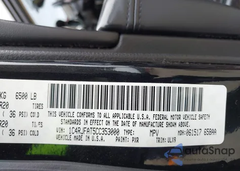 2012 Jeep Grand Cherokee Laredo from USA, damaged, VIN 1C4RJFAT5CC353000